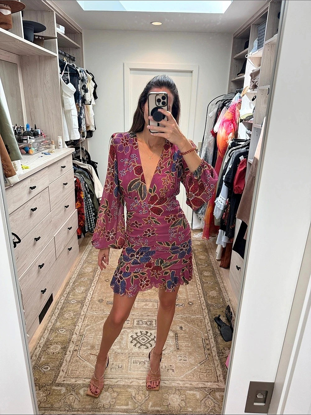 FARM Rio Floral Sparkle Mini Dress Floral Mini Dress in Purple Size Medium